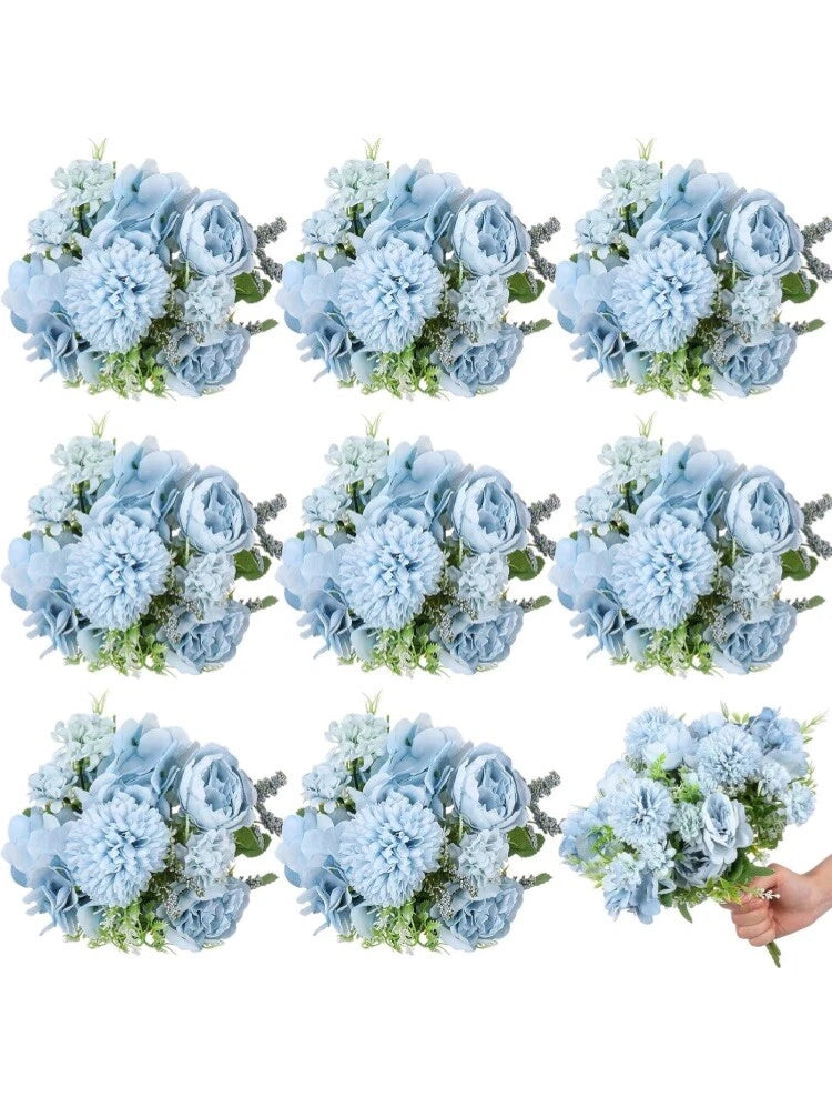 8 Ct  Silk Peony Artificial Flowers Wedding Bouquet Party Arrangement Decoration Hydrangea