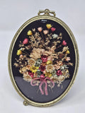 Vintage Framed Dried Flowers Oval Glass Cottagecore Art Dried Flower