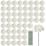 Artificial Hydrangea Flowers 64 PCS Ivory Auihiay Silk Full Heads Stems Wedding Hydrangea