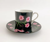 Unused Tiffany & Co. Mrs. Delany's Flowers Demitasse Cup Saucer Black Carnation Carnation