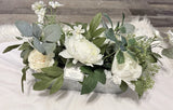 Hobby Lobby Artificial Peony Arrangement White Green Silk in Metal Container Peony