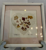 VTG 90s SIGNED 11Ó Art Dried Pressed Flowers Leaf Collage Wood Frame Heart Dried Flower