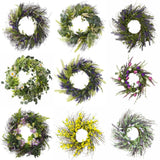 24" Artificial Flower Wreath Forsithya Hydrangea Lavender Eucalyptus Leaves Door Hydrangea