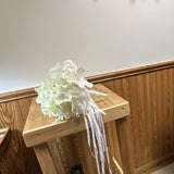 Artificial White Hydrangea Wedding Bouquet with Ribbon Artificial Silk Hydrangea