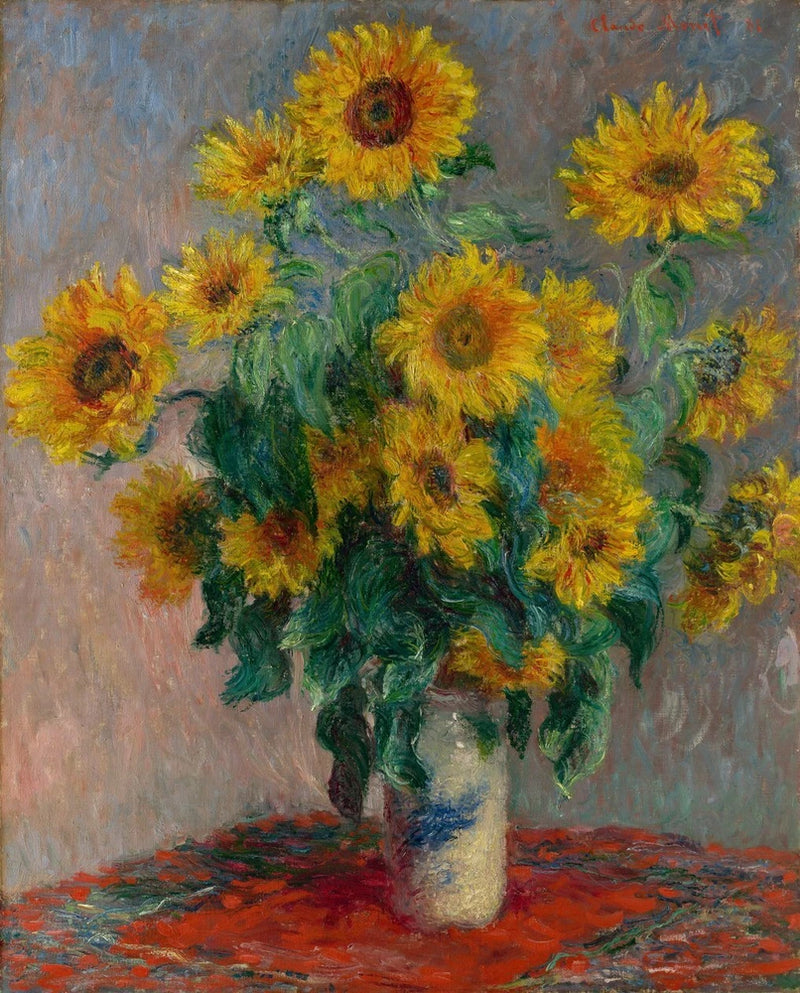 Sunflower canvas print featuring a bouquet of yellow flowers in a vase