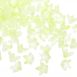 Glass Lily Flower Beads, 100 Pcs Gradient Flower Bead Charm, Light Green Lily