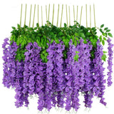 12pcs Artificial Wisteria Flowers 3.6 Feet/Piece Purple Dense Artificial Fake... Flowering Plants