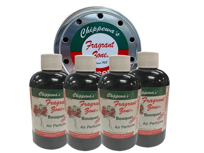 Destroy Car & Truck Odors! FRAGRANT ZONE Bouquet 4-Pack & Tin | Floral Scent Bouquet