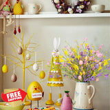J'FLORU Easter Egg Picks 12pc Artificial Forsythia Floral Decor Green Plant