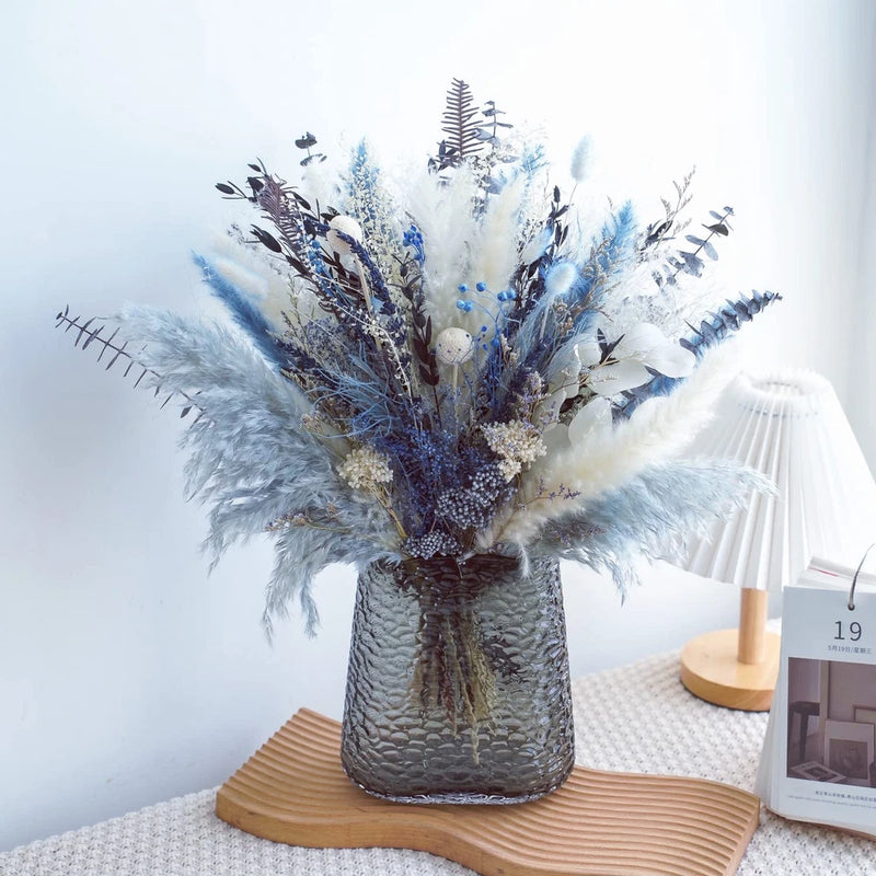 WXQX Pampas Grass Bouquet - Natural Dried Mixed Plants Grass, Pampas Grass