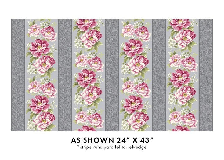 Camellias Cotton Fabric Jackie Robinson Benartex  Floral Gray  By The Yard Flowering Plants