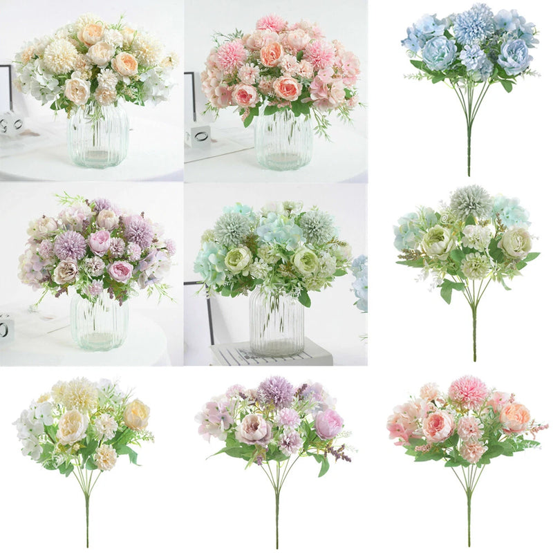 7 Heads Artificial Flowers Silk Peony Bouquet Fake Rose Wedding Home Party Decor Peony