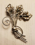 Vintage Large Sterling Open Lily Flower Brooch Pin 3" Long 3D Effect Lily