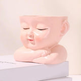 Face Flower Pot Craft Resin Plant Pot for Tabletop Garden Living Room Garden Plants