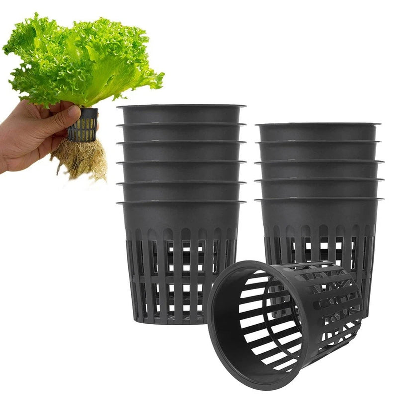 Black Plastic Mesh Net Pot for Hydroponics Gardening and Plant Nursery Use Garden Plants