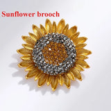 Van Gogh Sunflower Brooch Vintage Crystal Pin Fashion Jewelry Sunflower