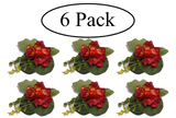 6 PC Wedding Package: Red Carnation Silk Boutonniere Flower for Men Best Man Carnation