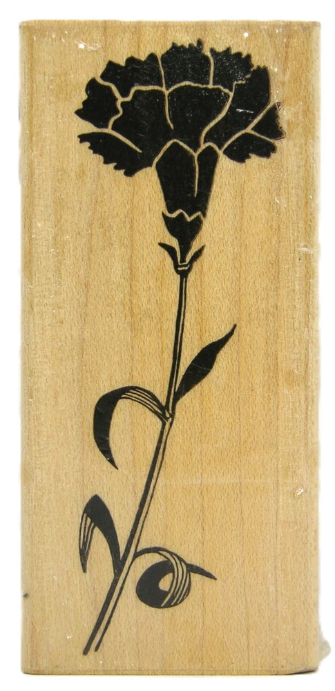 Posh Impressions SINGLE CARNATION FLOWER Wood Mount Rubber Stamp Carnation