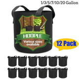 12 _ Plant Grow Bags Fabric Pot Nursery Soil Bag with Handles Thickened Nonwoven Flowering Plants