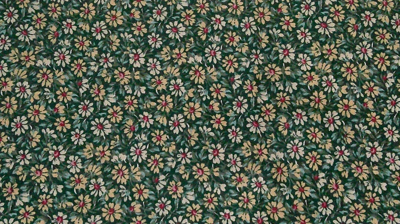 Fabric Springs NEW Small White & Yellow Daisies on Hunter Green 9" x 23" $2.95 Flowering Plants