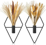 2 Pcs Small Boho Wall Decor Hanging Planters with Artificial Pampas Metal Wall A Pampas Grass