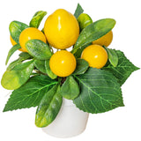 Lemon Bonsai Fake Plant Plastic Indoor Decor 12 x 5 x 15cm Yellow Tabletop Green Plant