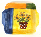 Spring Flower Pot Colorful Decorative Ceramic Dish Block Color Painted Sunflower Sunflower