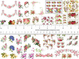 Dollhouse Miniature Shabby Chic Decals 1:12 Scale Floral Flowers Roses #4 Roses