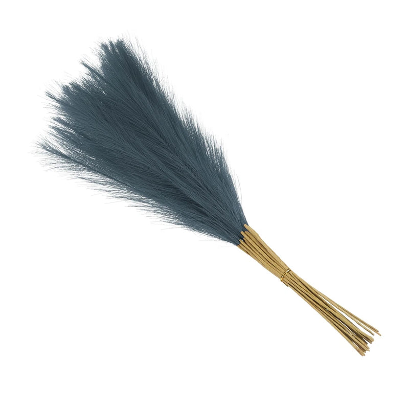 Faux Pampas Grass Fake Pampas Grass Decor, 21"/55cm / Dark Blue / 20 Pcs Pampas Grass