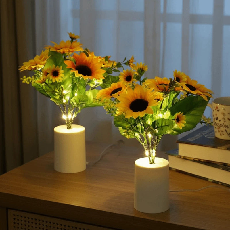 Rechargeable Simulation Flower Light On Battery Reading Light  Bedroom Lighting Sunflower
