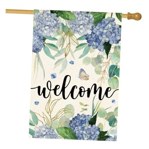 Spring Hydrangea Flowers House Flag 28 x 40 Inch Double House Size-28 x 40" Hydrangea