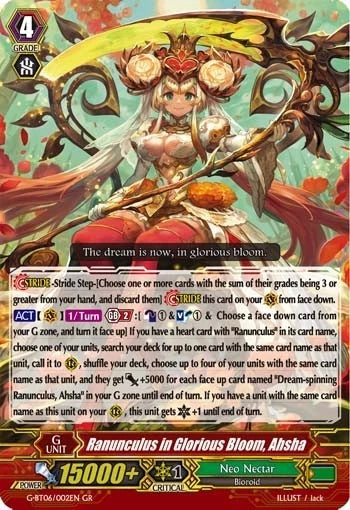 Bushiroad Cardfight Vanguard Ranunculus in Glorious Bloom, Ahsha G-BT06/002EN GR Ranunculus