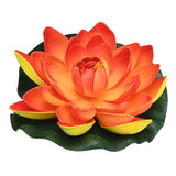 1-Set Artificial Foam Lotus Flower with Water Lily Pad, 7" [Orange] Lily