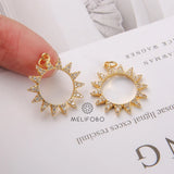 5pcs CZ Pave Sun Charm,Cubic Zirconia Sunflower Pendant,Zircon Flower Charm Sunflower