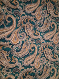 Green White Yellow Paisley Floral Cotton Fabric 56" X 18" Flowering Plants