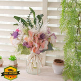 LUEUR Artificial Hydrangea Flower Arrangement with Vase Pink/Purple Hydrangea