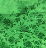 KELLY GREEN SATIN BROCADE FLORAL JACQUARD BACKDROP FABRIC WEDDING HOME DECOR Flowering Plants
