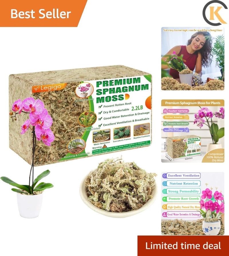 Dried sphagnum moss peat brick and loose moss for hydroponics, gardening, orchids