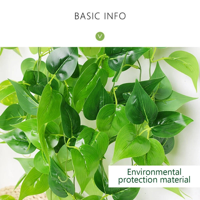 2pcs 80cm Artificial Green Plants Hanging Ivy Leave Wall Creeper  Home Decor Green Plant