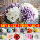 Artificial Hydrangea Flowers Fake Silk Bouquet Wedding Party Home Garden Decor Roses