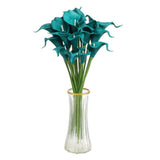 20pcs Artificial Calla Lily Fake Silk Flowers for Home Decor, Dark Cyan Lily