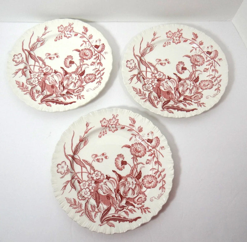 Wedgwood Ranunculus Pink Floral Dessert Salad Plates Set of 3 Ranunculus