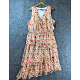 Taylor Woman Dress 16W Ivory Carnation Asymmetric Hem Tiered Ruffle Cottagecore Carnation