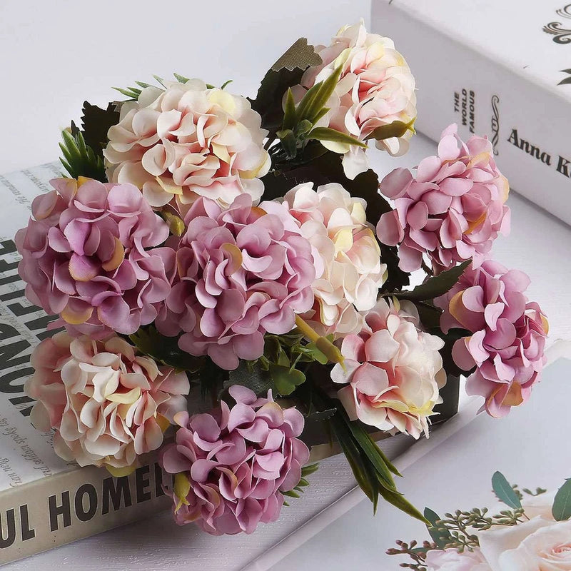 2/5Bundle Artificial Hydrangea Flower Silk Bouquet Party Home Decor UV Resistant Hydrangea