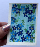 Aceo Original Painting Acrylic Floral Flowers Hydrangea Blue cottagecore cute Hydrangea