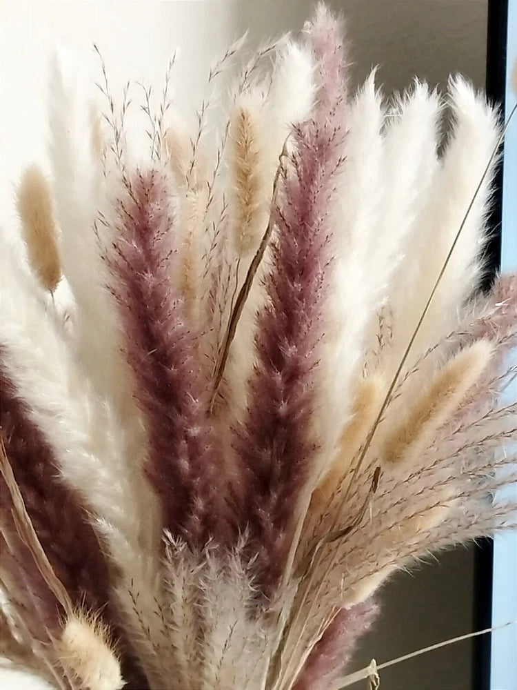 Tall Boho Natural Dried Pampas Grass Bouquet Total 75 Pcs.  Flower Decor Gift. Pampas Grass