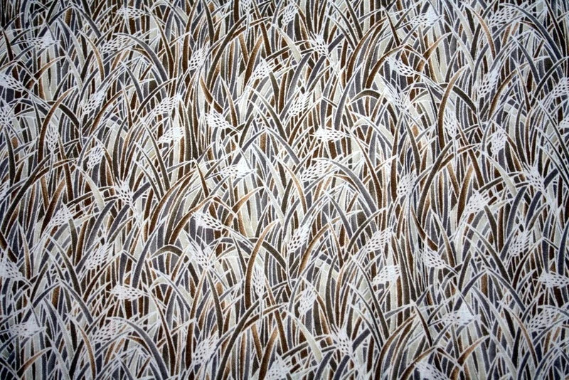 PRARIE IN BROWN AND WHITE-WINDSOR FRO HOFFMAN - 100% COTTON FABRIC Flowering Plants
