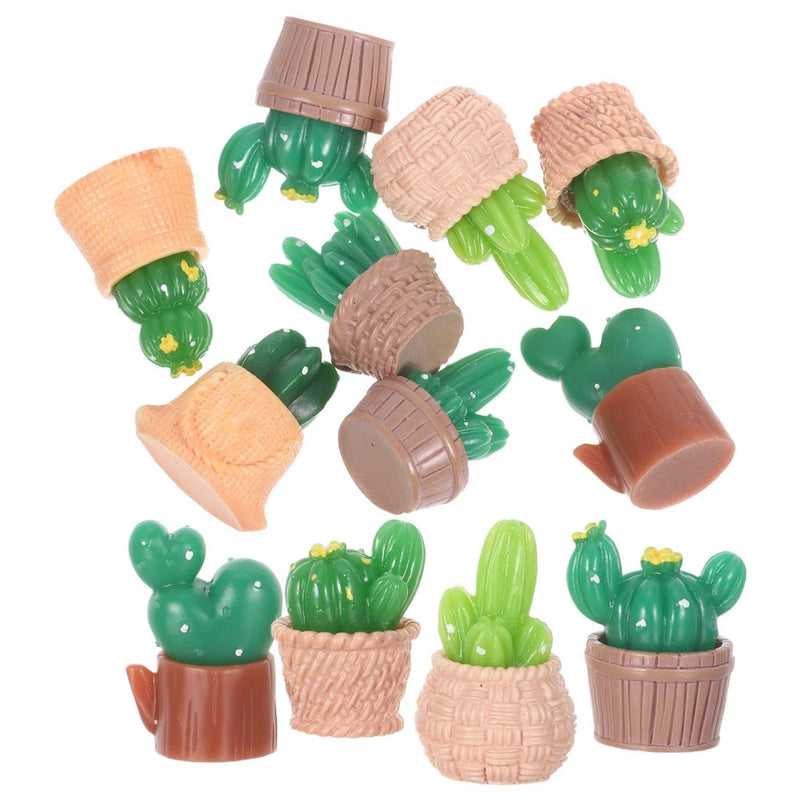 Set of 16 artificial mini succulents and cacti in small terracotta and tan pots