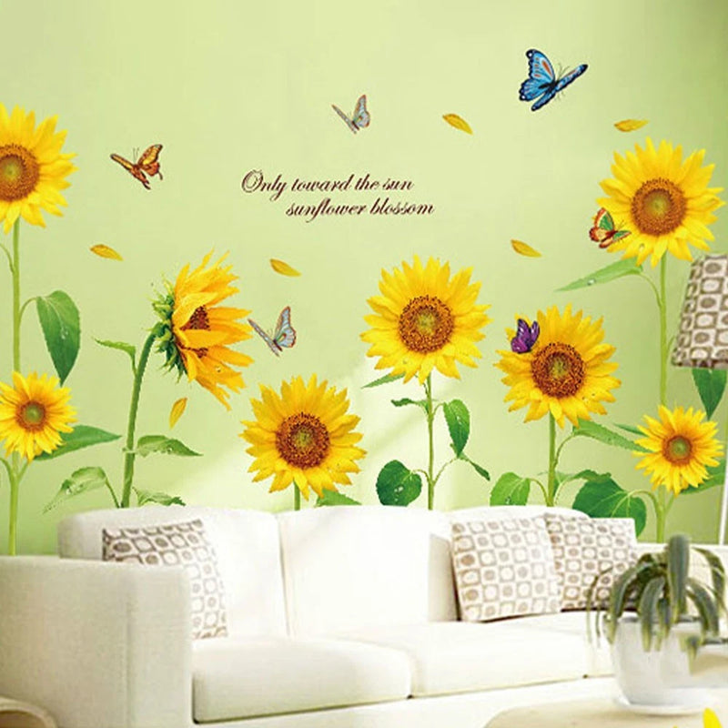 Wall Sticker Mural Removable Reusable Sunflower Flower Wall Decoration Sunflower
