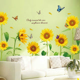 Wall Sticker Mural Removable Reusable Sunflower Flower Wall Decoration Sunflower